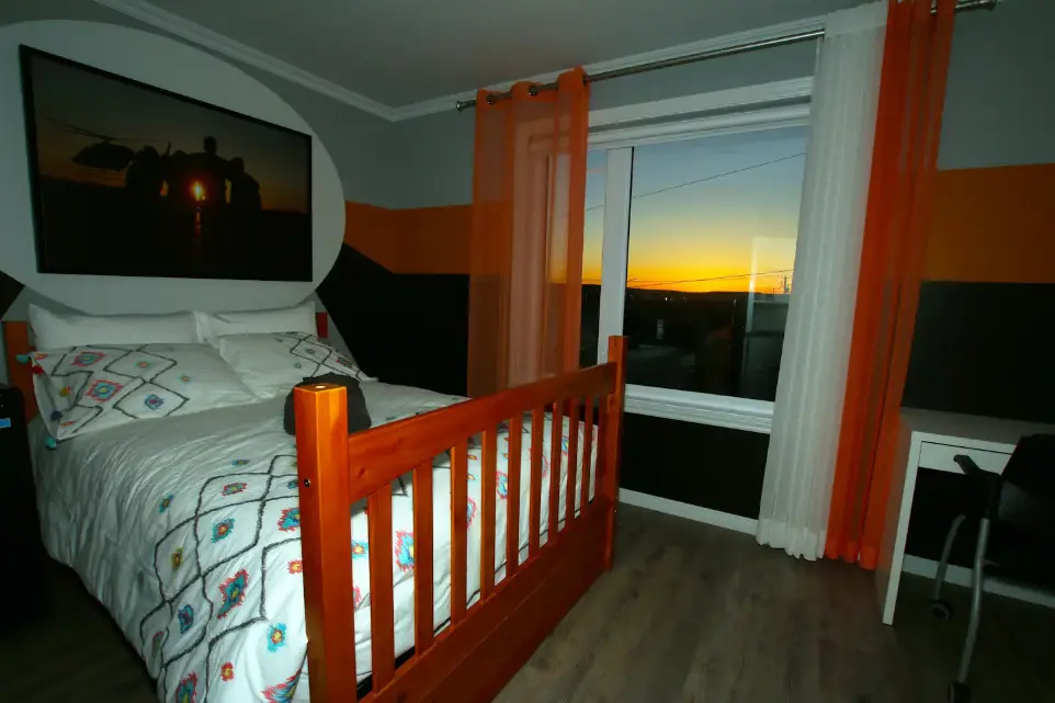 Chambre avec lits superposés au gîte